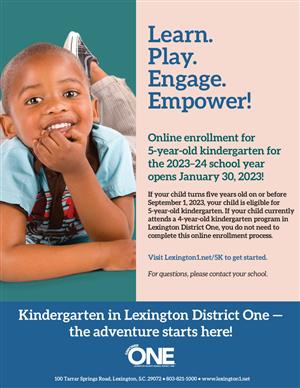 Online enrollment for kindergarten opens January 30, 2023!