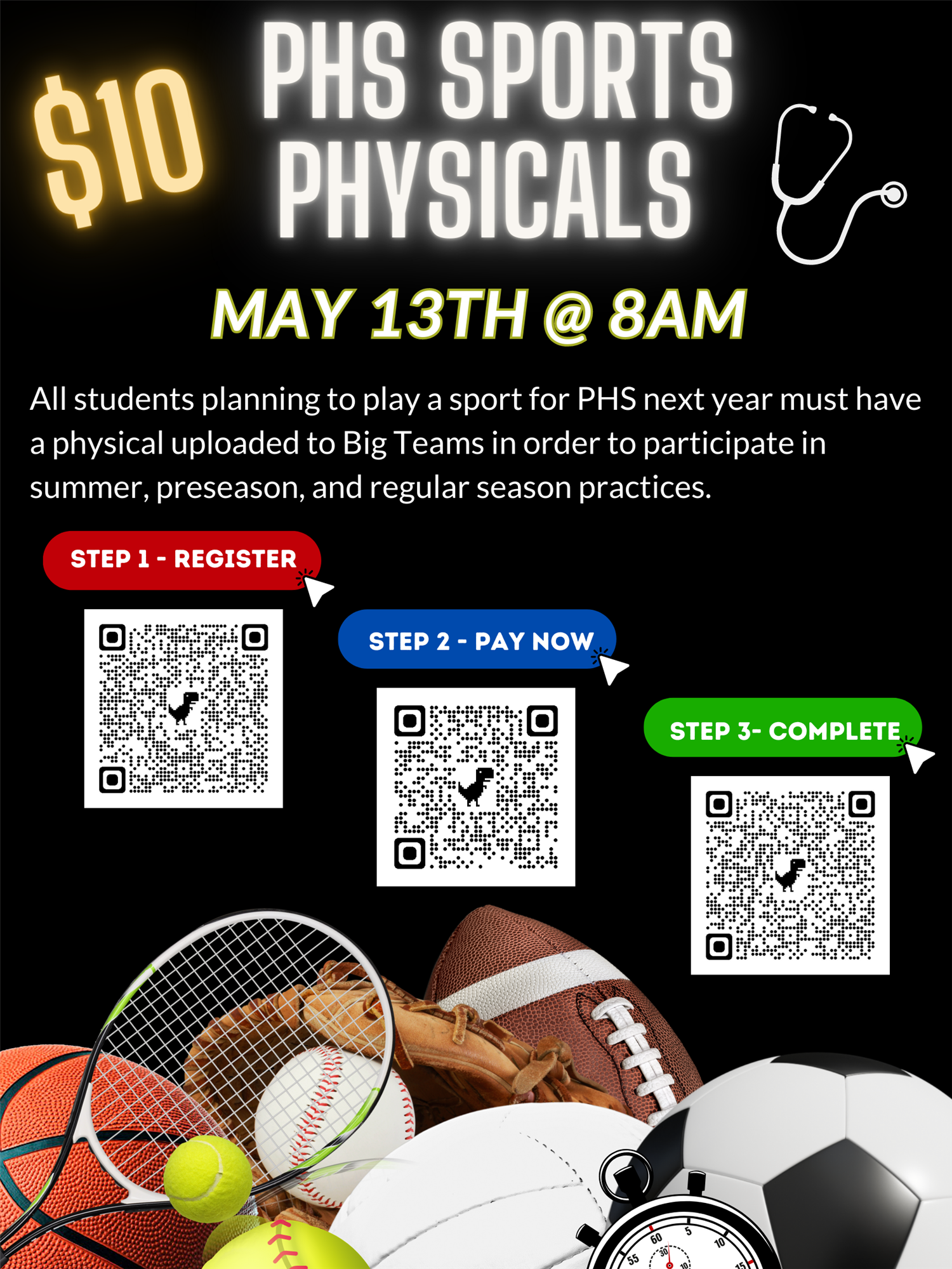 Sports Physicals qr codes to register