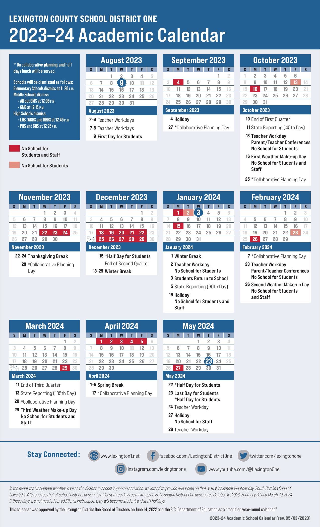  2023 - 2024 Academic Calendar