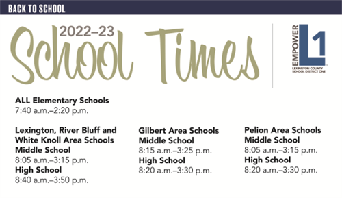 School Times (WKMS = 8:05 a.m. to 3:15 p.m.)